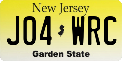 NJ license plate J04WRC
