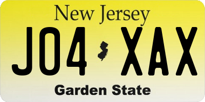 NJ license plate J04XAX