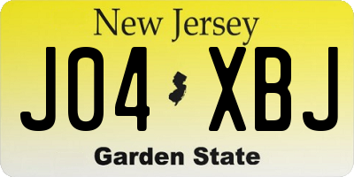 NJ license plate J04XBJ