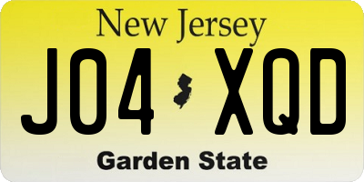 NJ license plate J04XQD
