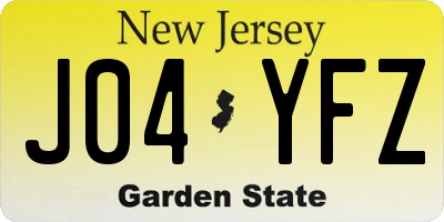 NJ license plate J04YFZ