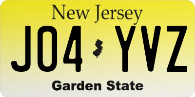 NJ license plate J04YVZ