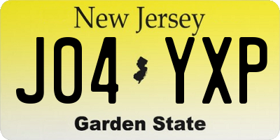NJ license plate J04YXP