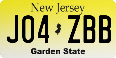NJ license plate J04ZBB
