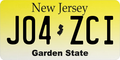 NJ license plate J04ZCI