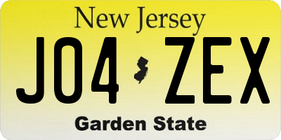 NJ license plate J04ZEX