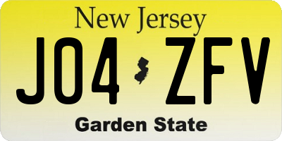 NJ license plate J04ZFV