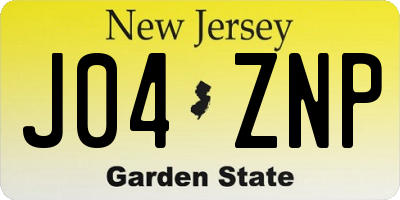 NJ license plate J04ZNP