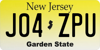 NJ license plate J04ZPU