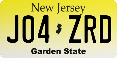NJ license plate J04ZRD