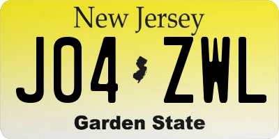 NJ license plate J04ZWL
