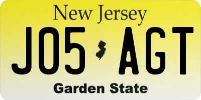 NJ license plate J05AGT