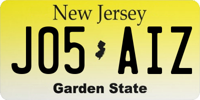 NJ license plate J05AIZ
