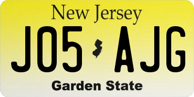 NJ license plate J05AJG