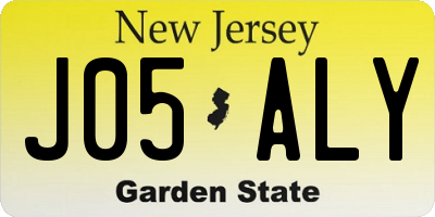 NJ license plate J05ALY