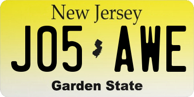 NJ license plate J05AWE