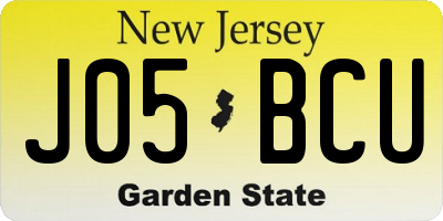 NJ license plate J05BCU