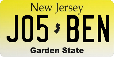 NJ license plate J05BEN