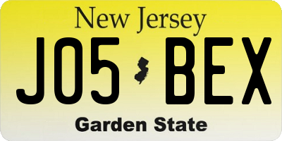 NJ license plate J05BEX