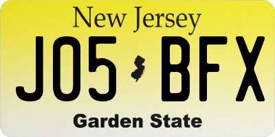 NJ license plate J05BFX