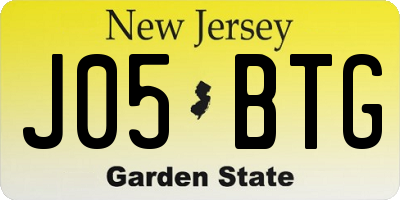 NJ license plate J05BTG