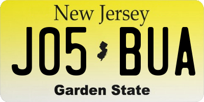 NJ license plate J05BUA