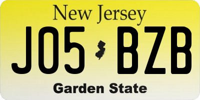 NJ license plate J05BZB