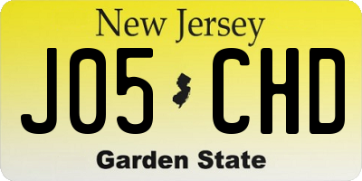 NJ license plate J05CHD