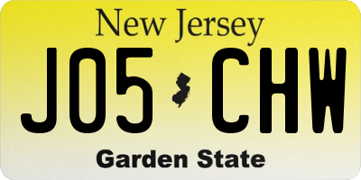 NJ license plate J05CHW