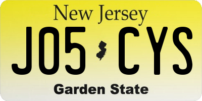 NJ license plate J05CYS