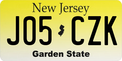 NJ license plate J05CZK