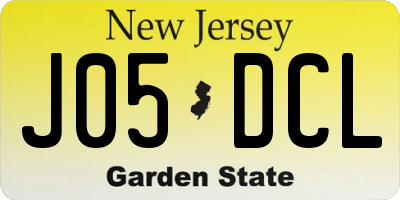 NJ license plate J05DCL