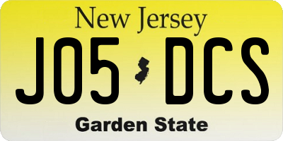 NJ license plate J05DCS