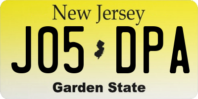 NJ license plate J05DPA