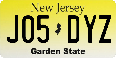 NJ license plate J05DYZ
