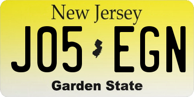 NJ license plate J05EGN