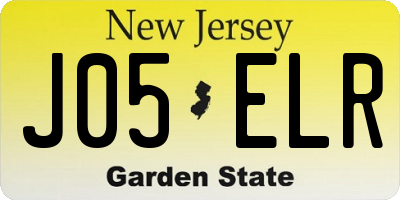 NJ license plate J05ELR