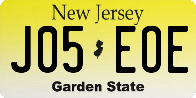 NJ license plate J05EOE