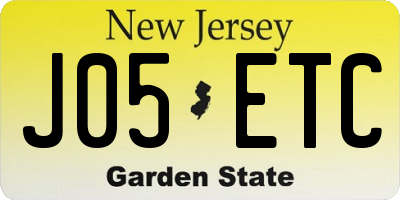 NJ license plate J05ETC