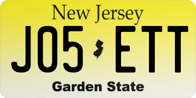 NJ license plate J05ETT