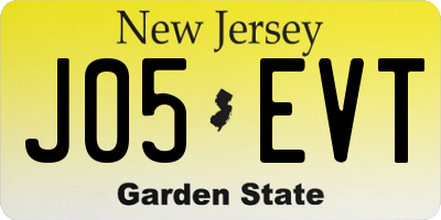 NJ license plate J05EVT