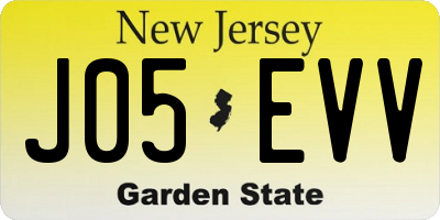 NJ license plate J05EVV