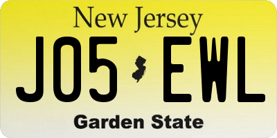 NJ license plate J05EWL
