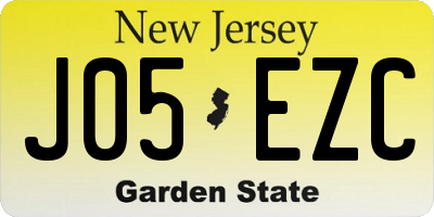 NJ license plate J05EZC