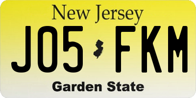 NJ license plate J05FKM