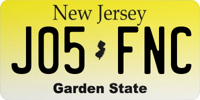 NJ license plate J05FNC