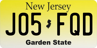 NJ license plate J05FQD