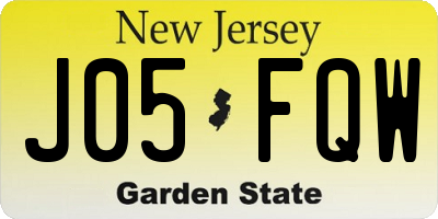 NJ license plate J05FQW