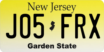 NJ license plate J05FRX