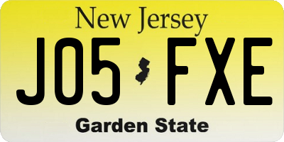 NJ license plate J05FXE